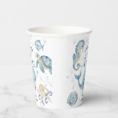 Gobelets En Papier Ocean Whale Baby Shower Boy Blue (Droite)