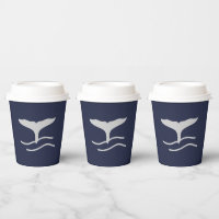 Ocean Whales Tail Outline Marine et Grey Party