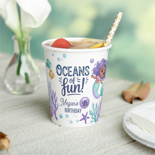 Gobelets En Papier Oceans of Fun Mermaid Birthday V2 ID1142 Paper Cup (Insitu)