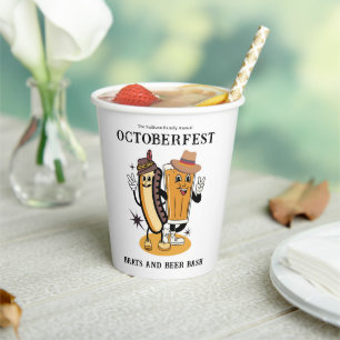 Gobelets En Papier Octoberfest Brats et bière Fall Party Retro