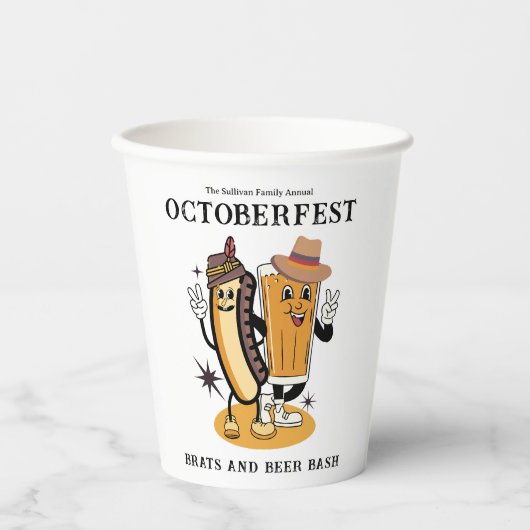 Gobelets En Papier Octoberfest Brats et bière Fall Party Retro (Recto)