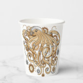 Gobelets En Papier Octopus Steampunk Surreal Retro Style Machine (Verso)