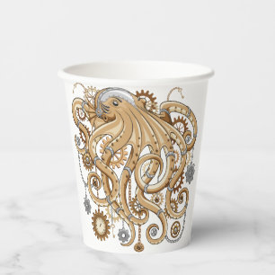 Gobelets En Papier Octopus Steampunk Surreal Retro Style Machine
