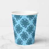 Gobelets En Papier Octopus sur Motif bleu (Verso)