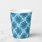 Gobelets En Papier Octopus sur Motif bleu (Recto)