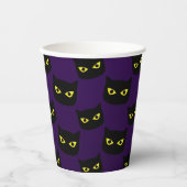 Gobelets En Papier Oeil jaune de chat noir et violet motif Halloween (Recto)