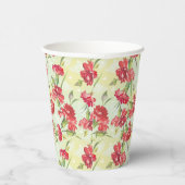 Gobelets En Papier Oeillets rouges sur vert avec papillons (Droite)