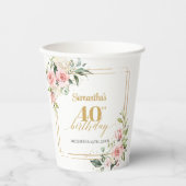 Gobelets En Papier Oeucalyptus floral flamboyant or 40e anniversaire (Recto)