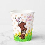Gobelets En Papier Oeuf de Pâques Rouge Smooth Haired Dachshund (Verso)