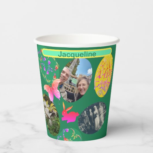 Gobelets En Papier OEufs de Pâques avec tasse de papier Nom (Verso)