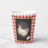 Gobelets En Papier Œufs de poulet rouge et blanc à carreaux de campag (Recto)