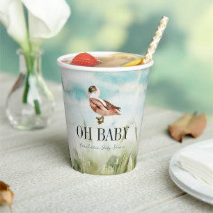 Gobelets En Papier Oh Baby Duck/Mallard Watercolor Baby shower garçon
