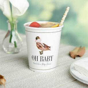 Gobelets En Papier Oh Baby Duck/Mallard Watercolor Baby shower garçon