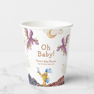Gobelets En Papier Oh Baby Médiéval Fairytale Dragon Baby shower garç