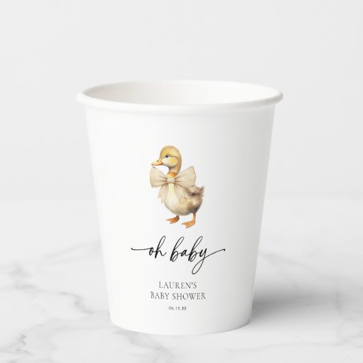 Gobelets En Papier Oh Baby mignon Baby shower canard (Recto)