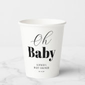 Gobelets En Papier Oh Baby shower noir blanc (Recto)