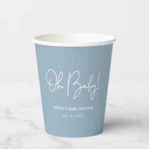 Gobelets En Papier Oh Baby Sky Blue Baby shower personnalisé