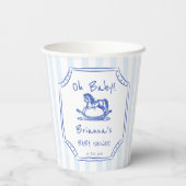 Gobelets En Papier Oh bébé bleu rocking cheval croquis baby shower (Verso)