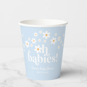 Gobelets En Papier Oh Bébés ! Tasses en papier rétro bleu pour Baby S