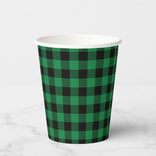 Gobelets En Papier Oh Boy Bear vert Buffalo Plaid Baby shower (Verso)