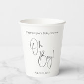 Gobelets En Papier Oh Boy Modern Script Baby shower (Verso)