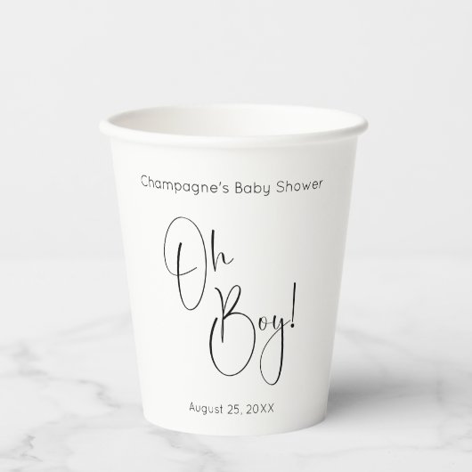 Gobelets En Papier Oh Boy Modern Script Baby shower (Recto)