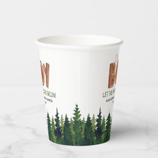 Gobelets En Papier Oh Boy - Rustic Boy Baby shower Woodland (Droite)