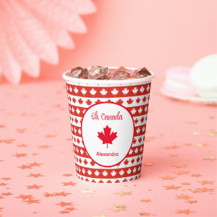 Gobelets En Papier Oh Canada   Elégante feuille d'érable rouge