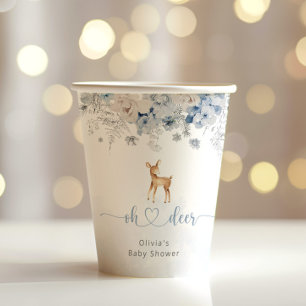 Gobelets En Papier Oh cerf c'est un garçon baby shower bleu hiver