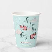 Gobelets En Papier Oh comment le temps vole rétro avion garçon annive (Verso)