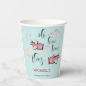 Gobelets En Papier Oh comment le temps vole rétro avion garçon annive (Recto)