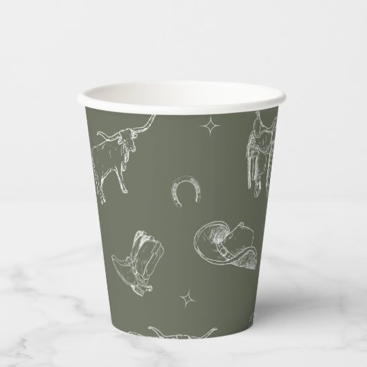 Gobelets En Papier Oh Coupes de Baby shower Cowboy (Recto)