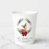 Gobelets En Papier Oh Deer Baby shower de verdure hivernale (Verso)