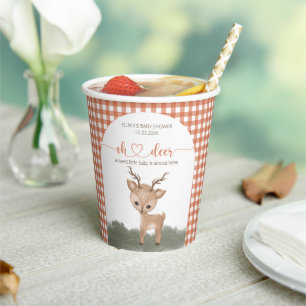 Gobelets En Papier Oh Deer baby shower forestier neutre pour le genre
