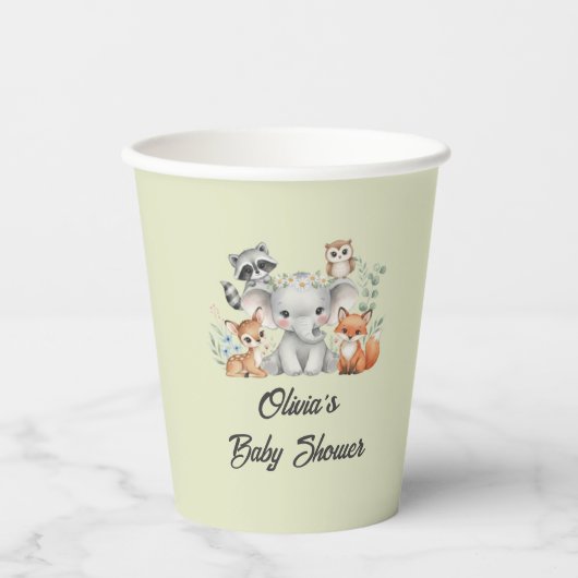 Gobelets En Papier Oh Deer Woodland Baby showers tasses (Recto)
