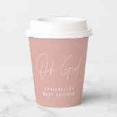 Gobelets En Papier oh fille Baby shower script rose élégant (Verso)