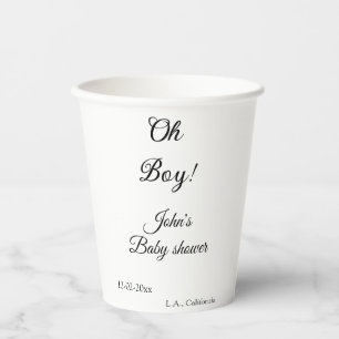 Gobelets En Papier oh garçon fille baby shower ajouter nom date année