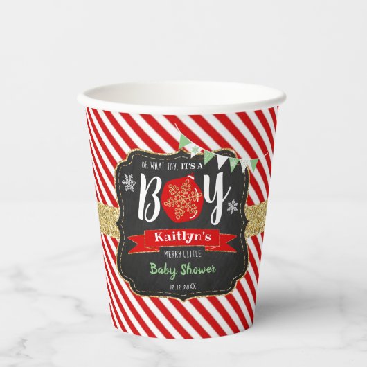 Gobelets En Papier "Oh quelle joie, c'est un garçon !" Baby shower de (Recto)