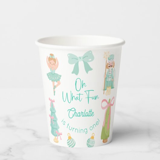 Gobelets En Papier Oh What Fun Mint Nutcracker Birthday (Verso)