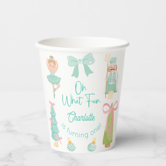 Gobelets En Papier Oh What Fun Mint Nutcracker Birthday (Recto)