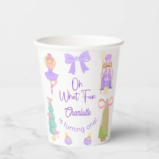 Gobelets En Papier Oh What Fun Purple Nutcracker Birthday (Recto)
