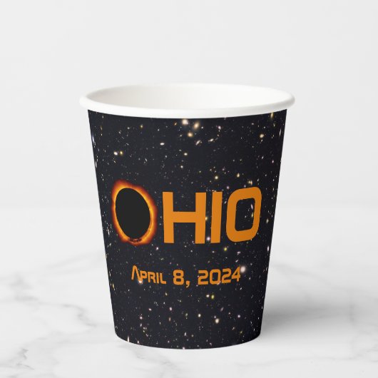 Gobelets En Papier Ohio 2024 Total Éclipse Solaire (Recto)