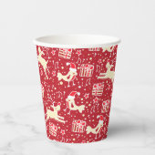 Gobelets En Papier Oiseaux de musique et tasses de Noël rouges de ren (Recto)