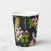 Gobelets En Papier Oiseaux et fleurs en noir (Droite)