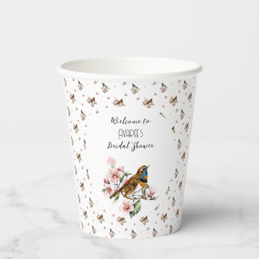 Gobelets En Papier Oiseaux et fleurs Tea Party Douche (Verso)