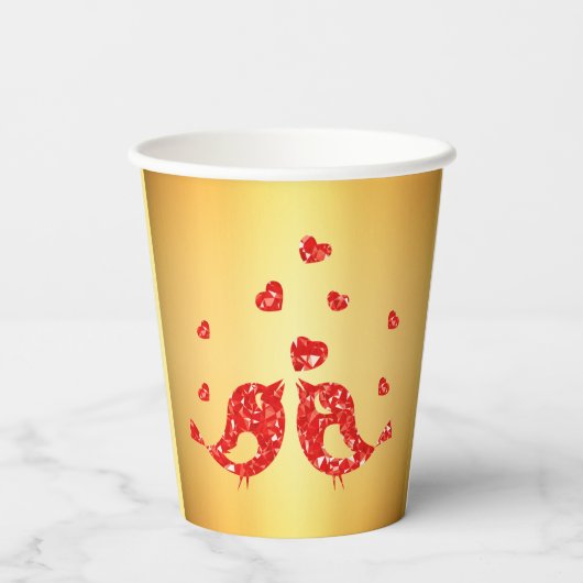 Gobelets En Papier Oiseaux rouges (Verso)