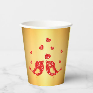 Gobelets En Papier Oiseaux rouges