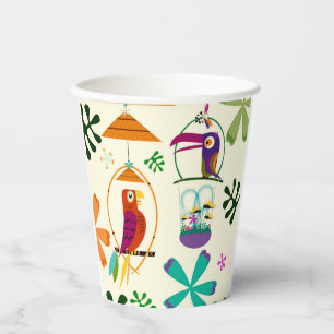 Gobelets En Papier Oiseaux Tiki Tropicaux Vintage Fête Luau d'Été Pap