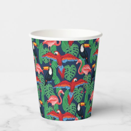 Gobelets En Papier Oiseaux Tropicaux Aux Couleurs Lumineuses (Verso)