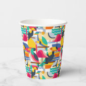 Gobelets En Papier Oiseaux tropicaux géométriques (Verso)